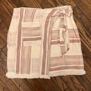 Anthropologie Holding Horses Avery Stripe Fringe Faux Wrap Skirt Womens Size 12